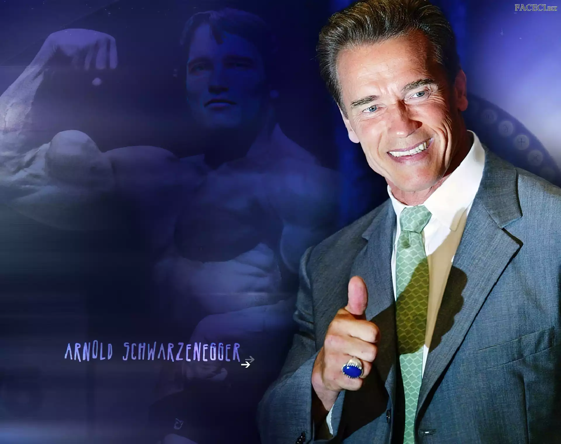 Niebieski, Arnold Schwarzenegger, Wcielenia, Dwa, Muskuły, Sygnet
